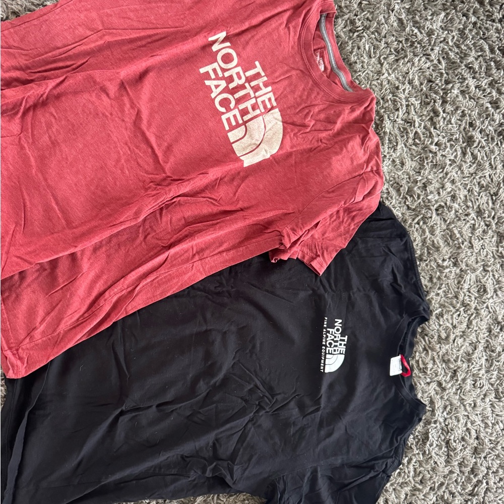 The North Face Red and Black Short Sleeve Tees